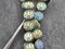 *8* 13mm Translucent Aqua Picasso AB Laser Tattoo Lotus Flower Coin Beads
